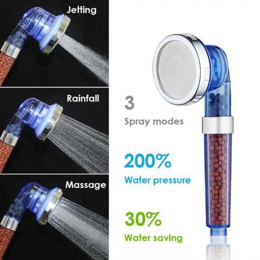 3 Function Adjustable Jetting Shower Head Bathroom High Pressure Water Handheld Saving Filter SPA Shower Heads