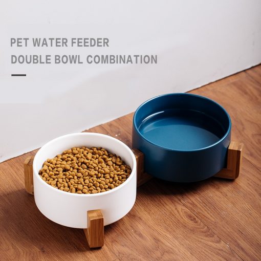 Double Ceramic Cat Bowl Dog Bowl Pet Feeding Water Bowl