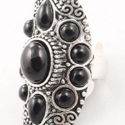 Tibetan Silver 925 with black stone woman ring