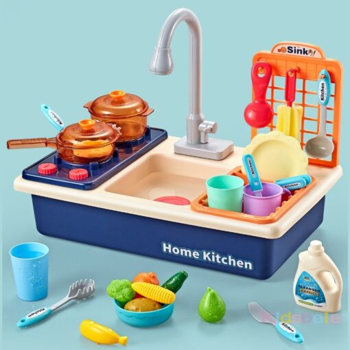 Mini Kids Kitchen Food Pretend Play Kitchen Toys Electric Dishwasher