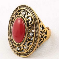 Tibetan Silver 925 with red stone woman ring