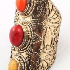 Tibetan Silver 925 with three colors stone woman ring