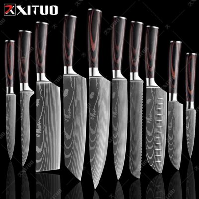 Chef japanese kitchen knives Laser Damascus pattern