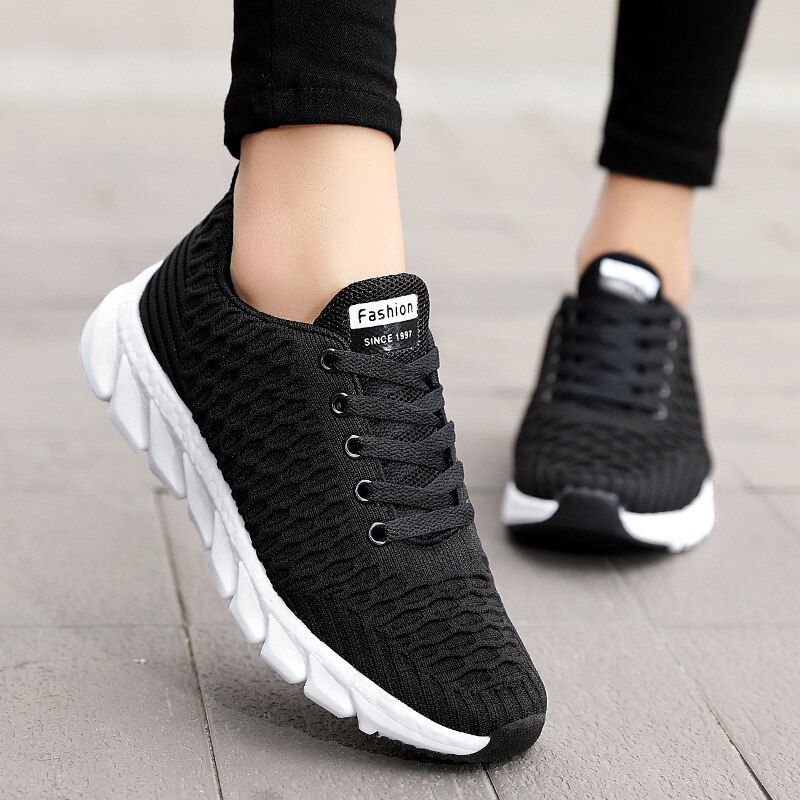 New Women Shoes Flats Fashion Casual Ladies Shoes Woman Lace-Up Mesh Breathable Female Sneakers Zapatillas Mujer