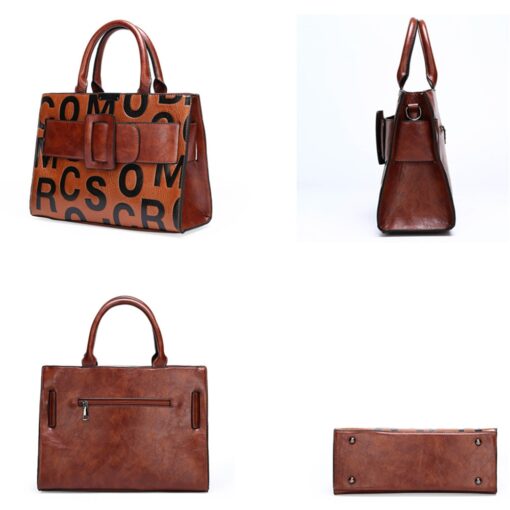 Vintage 3 Sets Women Handbags Leather Letter Bag Big Belt Buckle Shoulder Crossbody Bag