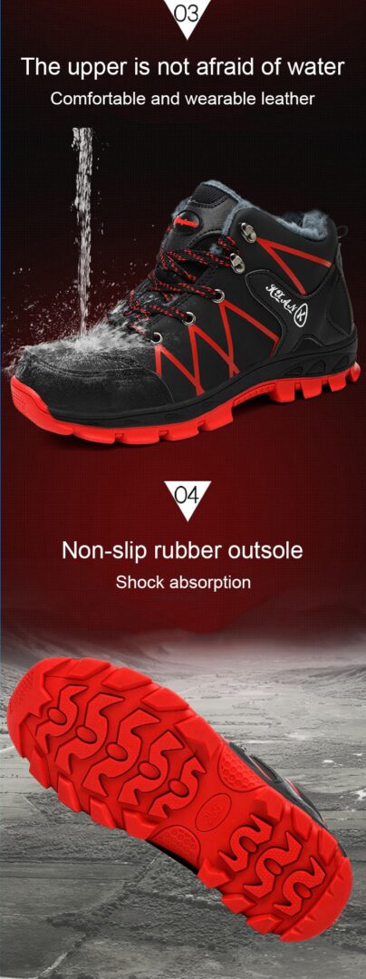 2019 Winter Work Safety Shoes Waterproof Men's Boots Outdoor Warm Waterproof Non-slip Ankle Snow Boot Thick Plush Rubber Nonslip