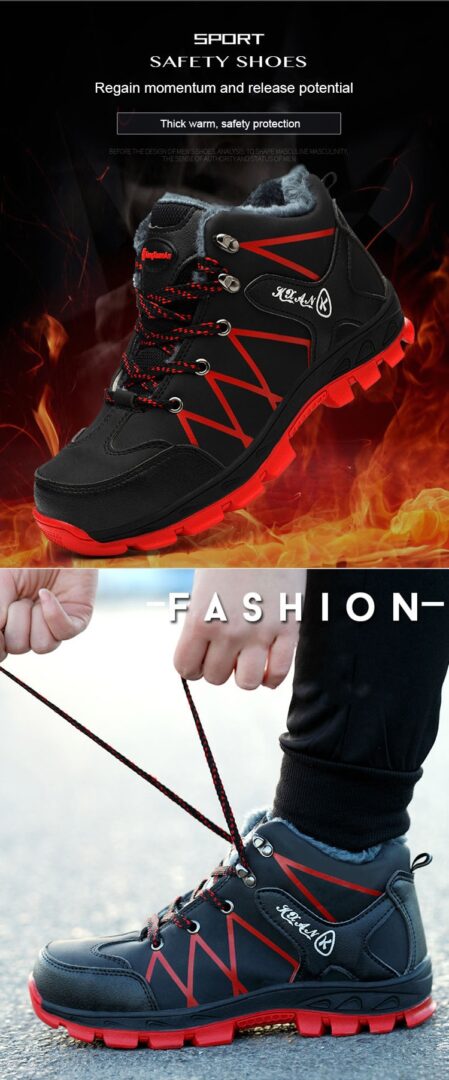 2019 Winter Work Safety Shoes Waterproof Men's Boots Outdoor Warm Waterproof Non-slip Ankle Snow Boot Thick Plush Rubber Nonslip