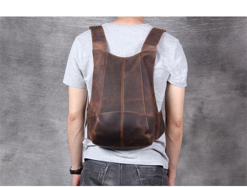 PNDME simple high quality crazy horse leather men's women's backpack vintage casual genuine leather designer small bagpack