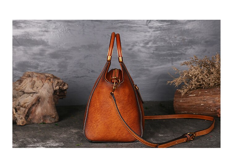 Luxury Women Genuine Leather Handbags Ladies Retro Elegant Shoulder Messenger Bag Cow Leather Handmade Womans Bags