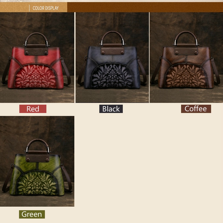 Motaora Women's Bag Handmade Patchwork Handbag For Women Vintage Crossbody Tote Bags Natural Genuine Leather Embossed Bag Female
