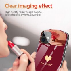 Oval Luxury Heart-shaped Tempered Glass Phone Case For iPhone 12 11 Pro Max XSmax XR X SE 8 7 6 Plus Mirror Cover