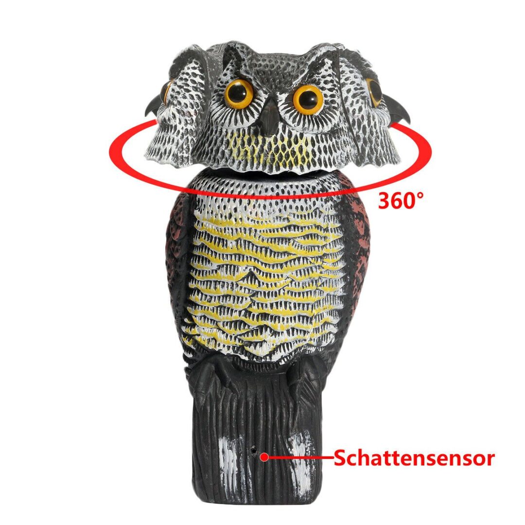 New Hot Sale Realistic Bird Scarer Rotating Head Sound Owl Prowler Decoy Protection Repellent Pest Control Scarecrow Garden Yard