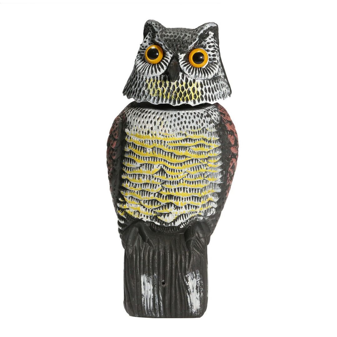 New Hot Sale Realistic Bird Scarer Rotating Head Sound Owl Prowler Decoy Protection Repellent Pest Control Scarecrow Garden Yard